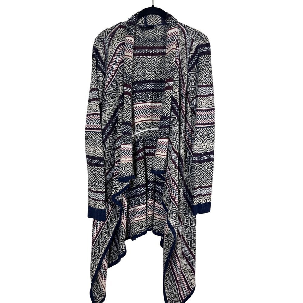 Alison Andrews Sweater L Blue Western Boho Argyle Chevron Concert Southwest Soft